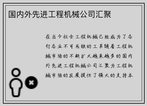 国内外先进工程机械公司汇聚